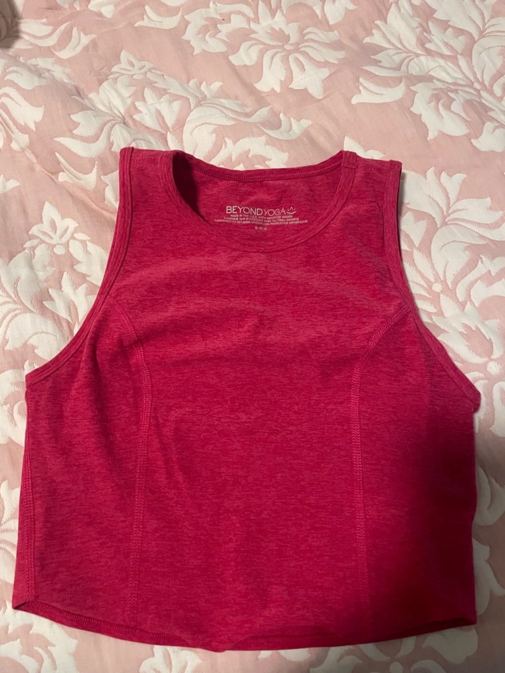 Beyond Yoga Pink Heather Racerback Tank